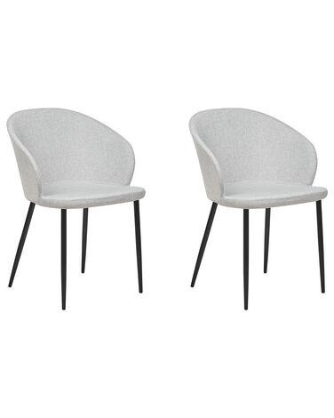 Set of 2 Fabric Dining Chairs Light Grey MASON