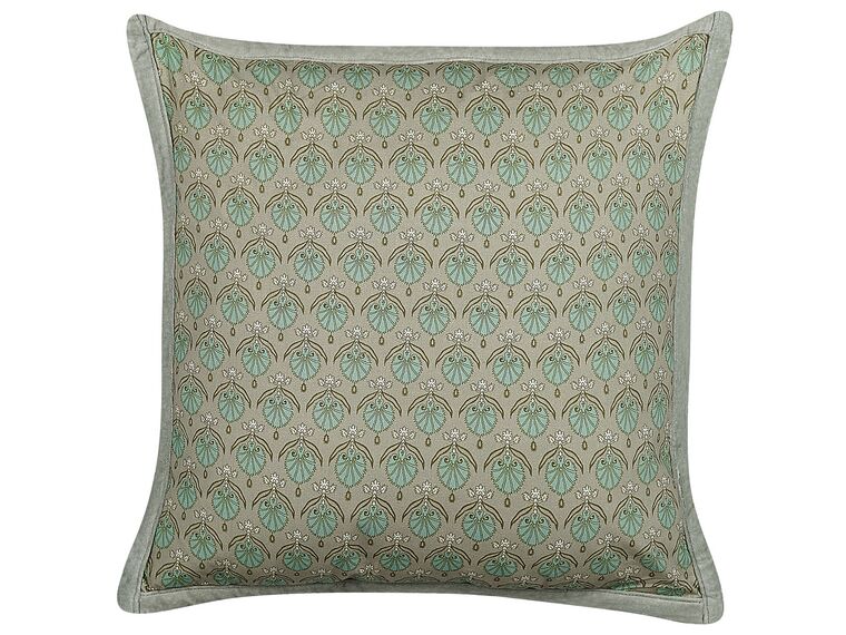 Almofada decorativa com padrão de folha em algodão verde 45 x 45 cm PICTUS_838837
