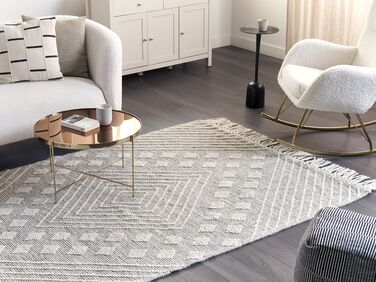 Wool Area Rug 160 x 230 cm Grey and White SAVUR