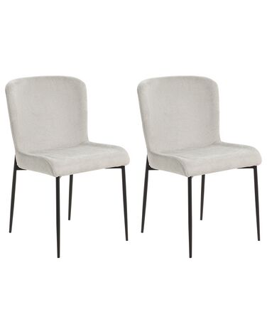 Conjunto de 2 cadeiras de jantar em tecido cinzento claro ADA