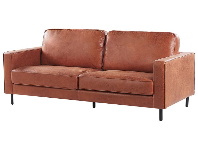 Faux Leather Living Room Set Golden Brown SAVALEN Beliani.co.uk