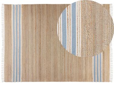 Jute Area Rug 160 x 230 cm Beige and Light Blue MIRZA