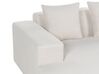 Canapé d'angle 4 places côté droit en velours côtelé blanc cassé avec ottoman LUNGO_898437