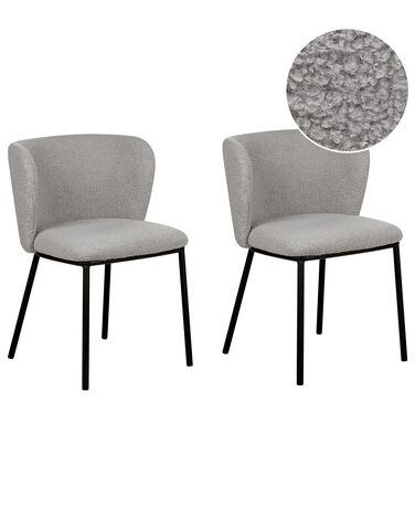 Set of 2 Boucle Dining Chairs Grey MINA