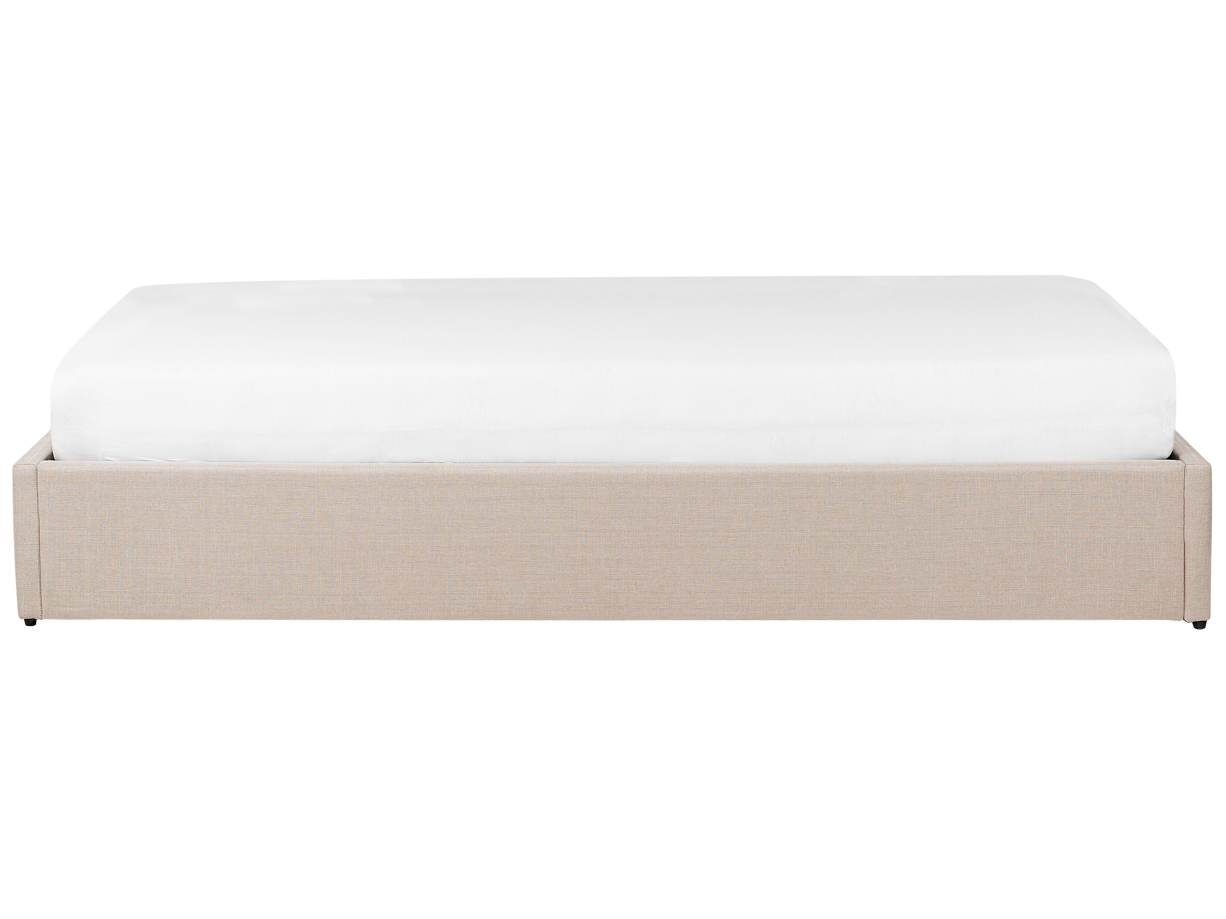 Łóżko z pojemnikiem tapicerowane 90 x 200 cm beżowe DINAN