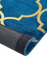 Tapis en viscose et coton doré et bleu marine au motif marocain avec craquelures 160 x 230 cm YELKI _806400