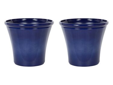 Set of 2 Plant Pots ⌀ 46 cm Navy Blue KOKKINO