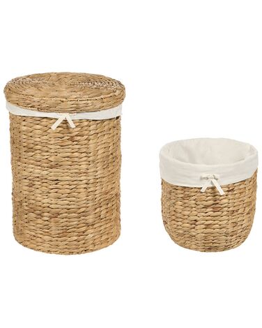 Set of 2 Water Hyacinth Baskets Light DANANG