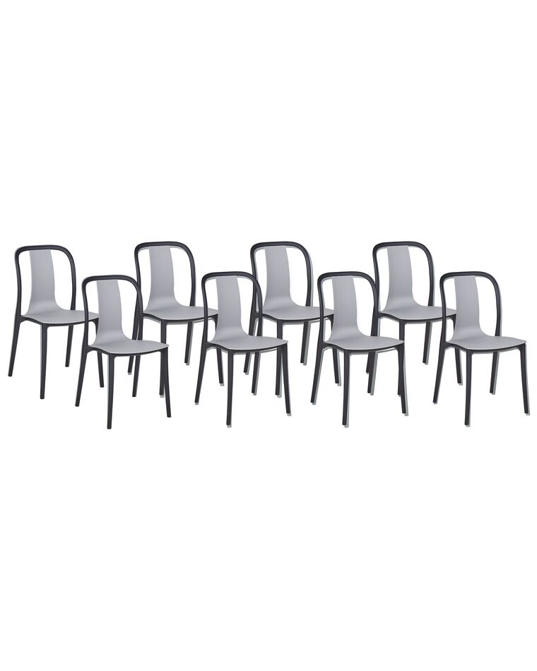 Set of 8 Garden Chairs Grey and Black SPEZIA_901896