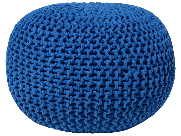 Pufe redondo em tricot azul 50 x 35 cm CONRAD_735559