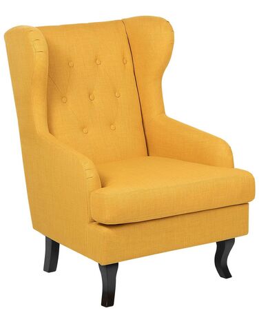 Fabric Wingback Chair Yellow ALTA