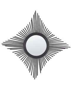 Rottinkinen seinäpeili musta 60 x 60 cm MAJENE