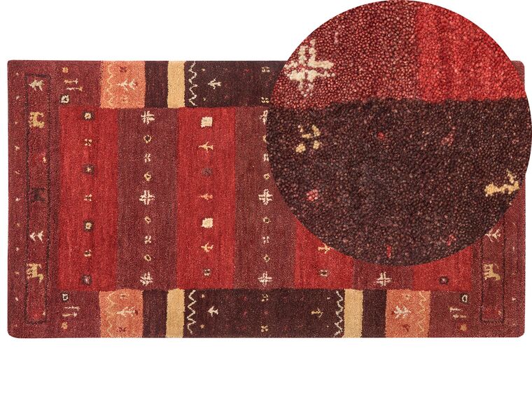 Piros gabbeh gyapjúszőnyeg 80 x 150 cm SINANLI_855895