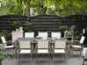 Gartenmöbel Set Naturstein schwarz geflammt 220 x 100 cm 8-Sitzer Stühle Textilbespannung weiß GROSSETO_379916