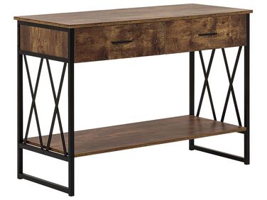 Konzolový stolík s 2 zásuvkami tmavé drevo/čierna AYDEN
