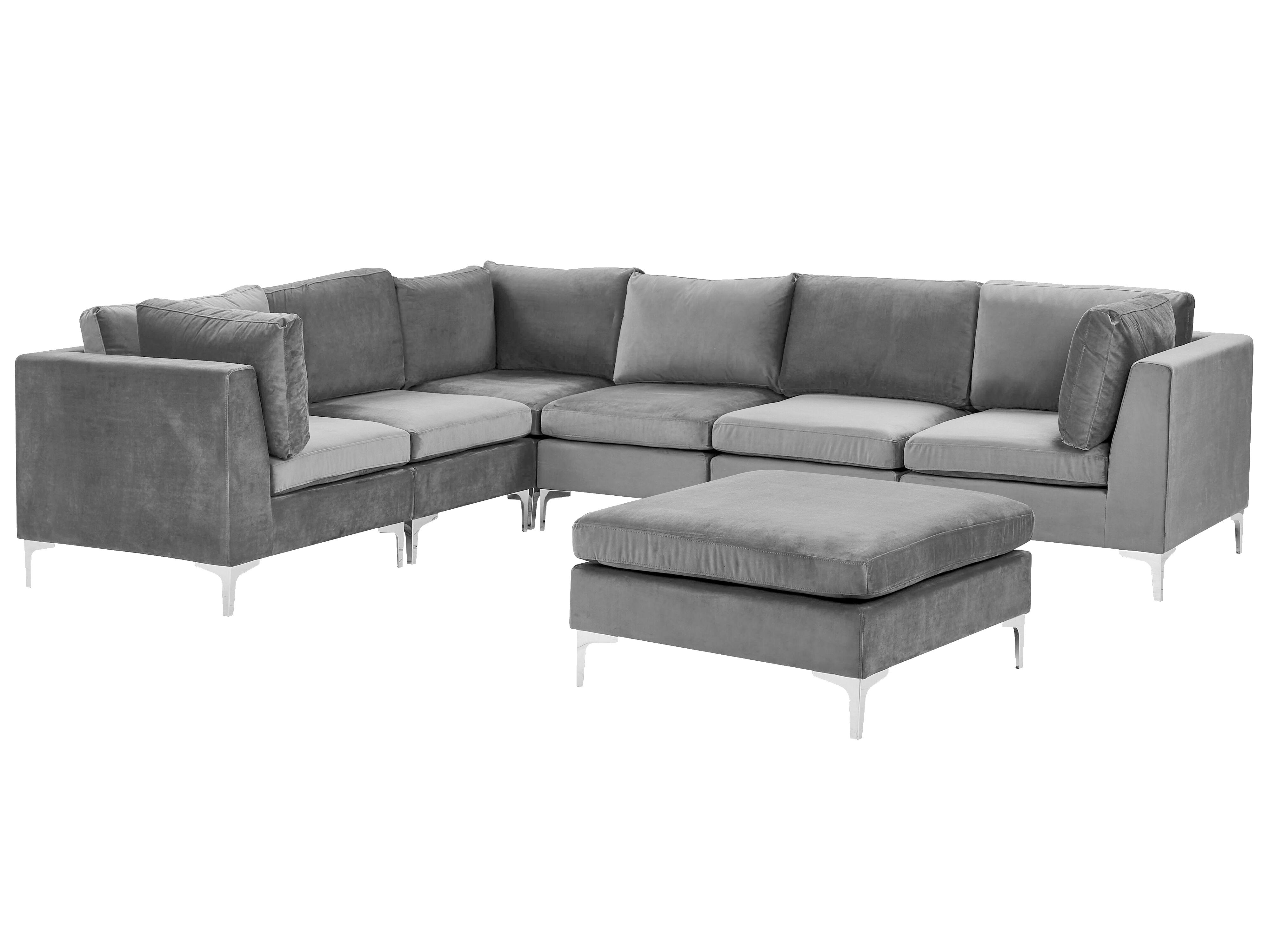 6-istuttava kulmamoduulisohva ja rahi sametti oikeak. harmaa EVJA 6-istuttava kulmamoduulisohva ja rahi sametti oikeak. harmaa EVJA