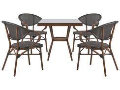 4-istuttava ulkoruokailuryhmä alumiini harmaa/tumma puu CASPRI 4-istuttava ulkoruokailuryhmä alumiini harmaa/tumma puu CASPRI