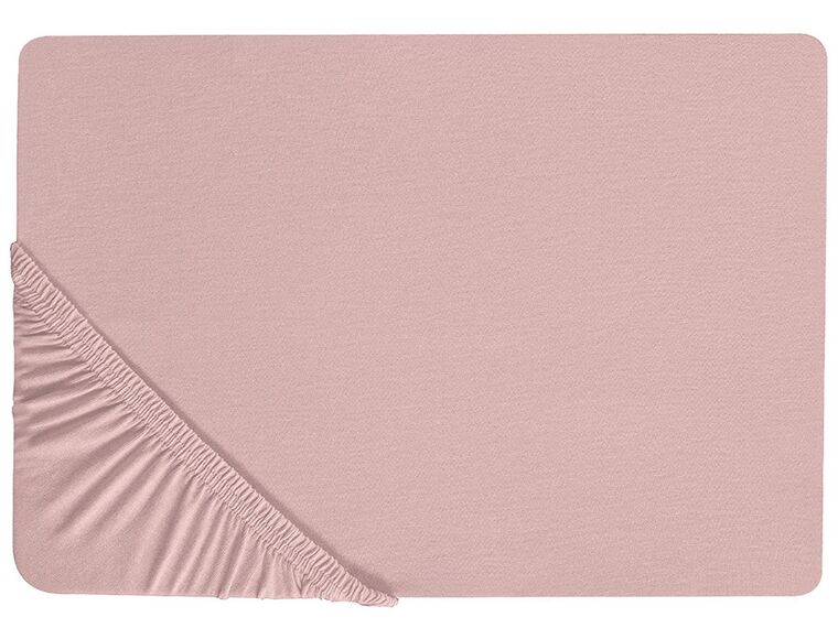Bawełniane prześcieradło z gumką 140 x 200 cm różowe HOFUF_815905