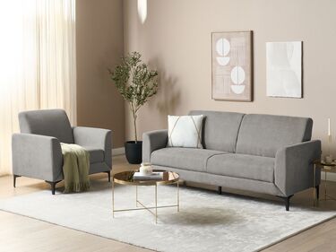 3 Seater Fabric Sofa Grey FENES