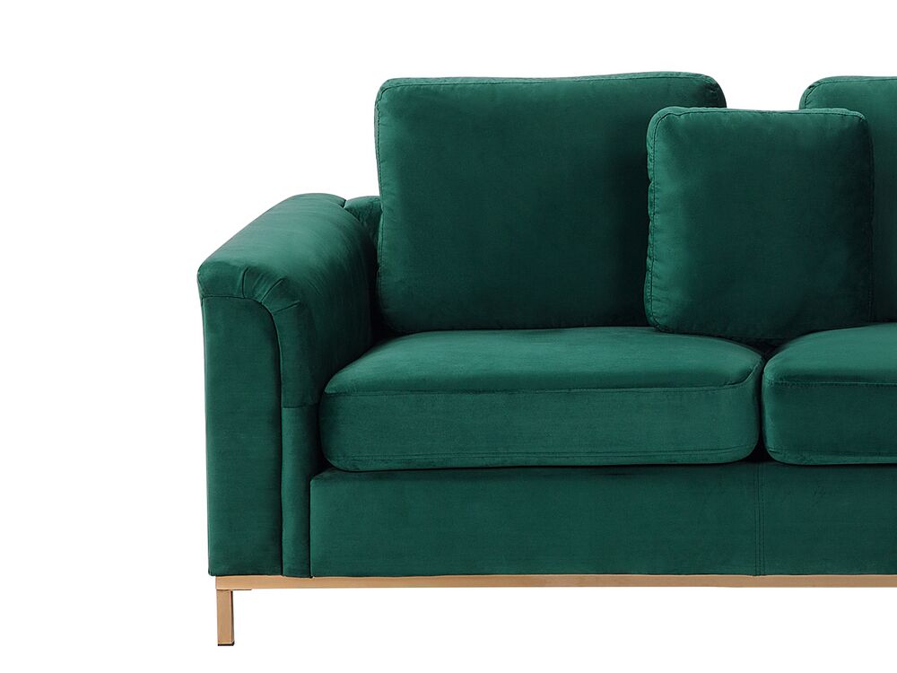 Left Hand Velvet Corner Sofa with Ottoman Emerald Green OSLO ex