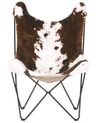 Fabric Armchair Cowhide Pattern Brown with White NYBRO_788681