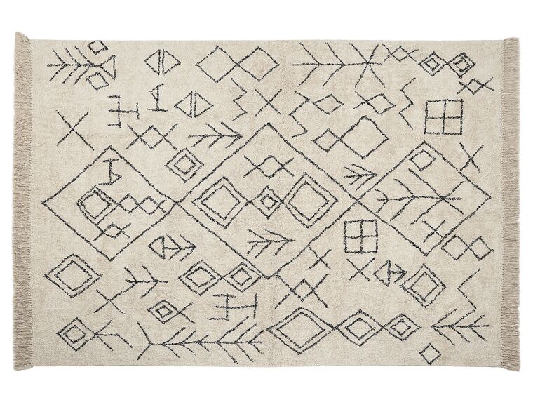 Teppich Baumwolle beige / schwarz 160 x 230 cm geometrisches Muster Kurzflor SOMEK_839833