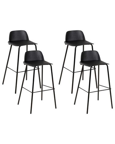 Set of 4 Bar Chairs Black MORA