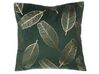 Set of 2 Velvet Cushions Leaf Pattern 45 x 45 cm Emerald Green FREESIA_769939