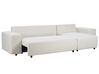 Left Hand Fabric Corner Sofa Bed with Storage Light Beige LUSPA_900903