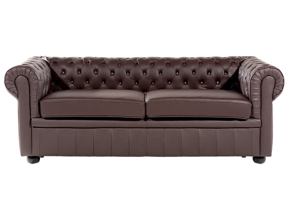 3 Seater Leather Sofa Brown