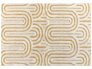 Teppich Baumwolle cremeweiß / gelb 160 x 230 cm abstraktes Muster PERAI
