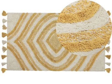 Teppich Baumwolle beige / gelb 80 x 150 cm abstraktes Muster BINGOL