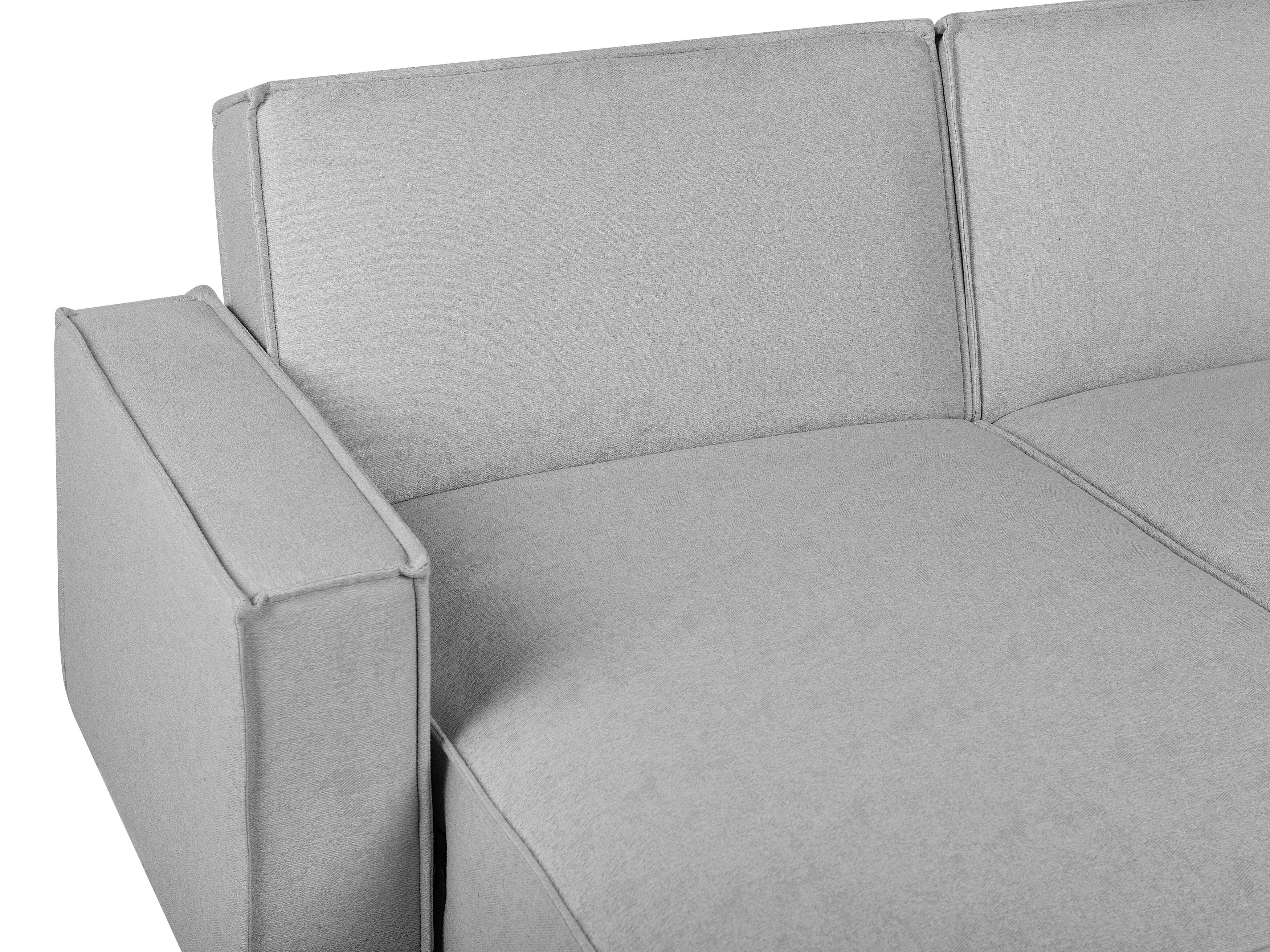 Right Hand Fabric Corner Sofa Bed Light Grey ROMEDAL Beliani.co.uk