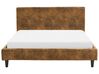 Faux Leather EU Double Size Bed Brown FITOU_875873