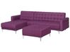 Right Hand Fabric Corner Sofa with Ottoman Purple ABERDEEN_736864