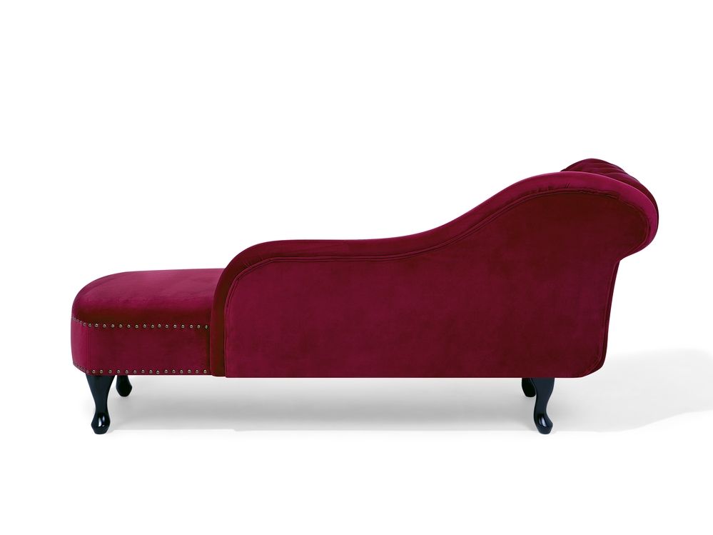 Left Hand Chaise Lounge Velvet Burgundy NIMES Beliani.no