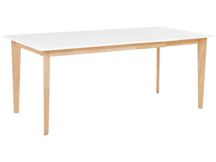 Stół do jadalni rozkładany 140/180 x 90 cm biały z jasnym drewnem SOLA_785760