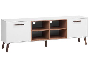 TV Stand White with Dark Wood ALLOA