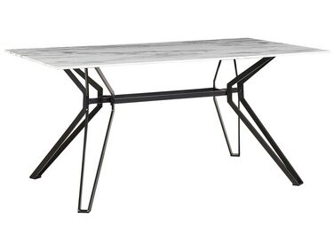 Eettafel glas wit/zwart marmerlook 160 x 90 cm BALLINA