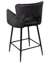 Zestaw 2 krzeseł barowych welurowy czarny SANILAC_912715