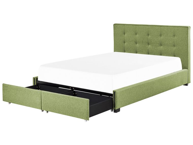 Fabric EU Super King Size Bed with Storage Green LA ROCHELLE Beliani