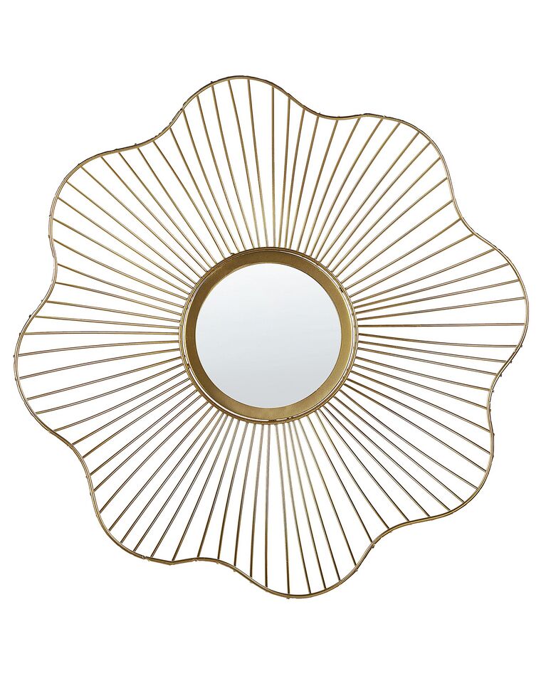 Flower Metal Wall Mirror ⌀ 40 cm Gold SENS_904366