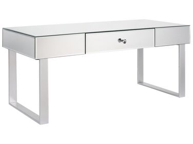 Zrcadlový konferenční stolek se zásuvkou stříbrný NESLE