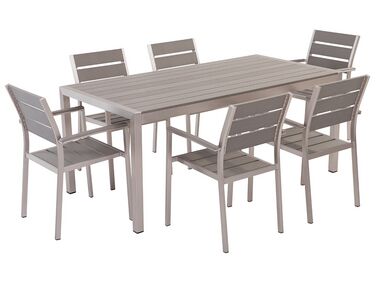 Trädgårdsmöbelset av bord och 6 stolar grå VERNIO
