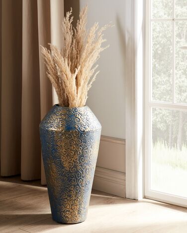 Ceramic Decorative Vase 51 cm Gold with Turquoise MASSA