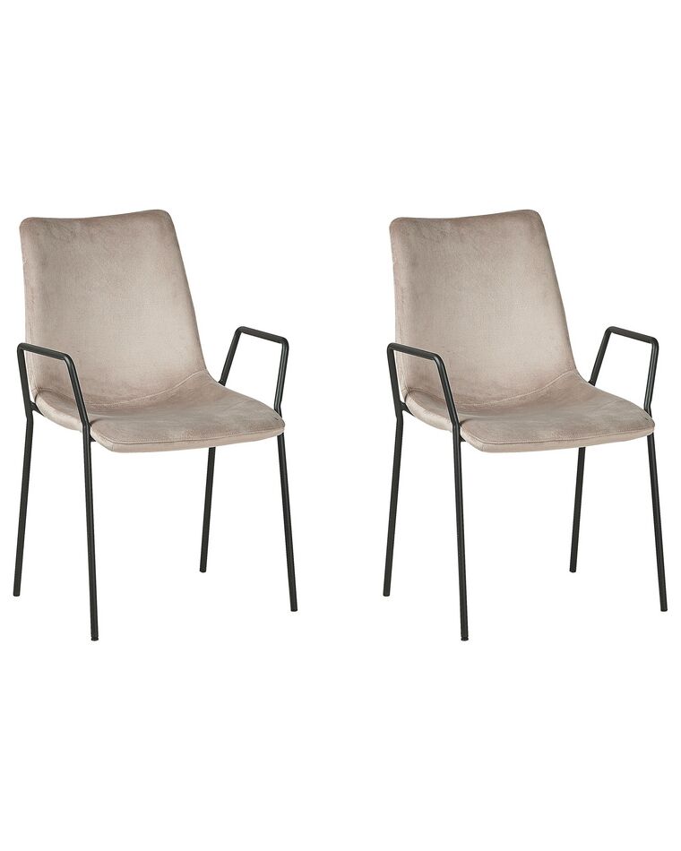 Set of 2 Velvet Dining Chairs Taupe JEFFERSON_788562