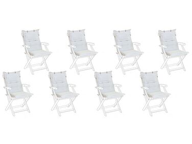 Set of 8 Outdoor Seat/Back Cushions White MAUI