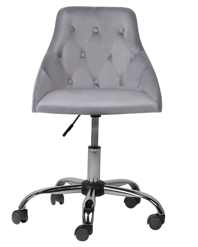 Velvet Desk Chair Grey PARRISH Beliani.co.uk