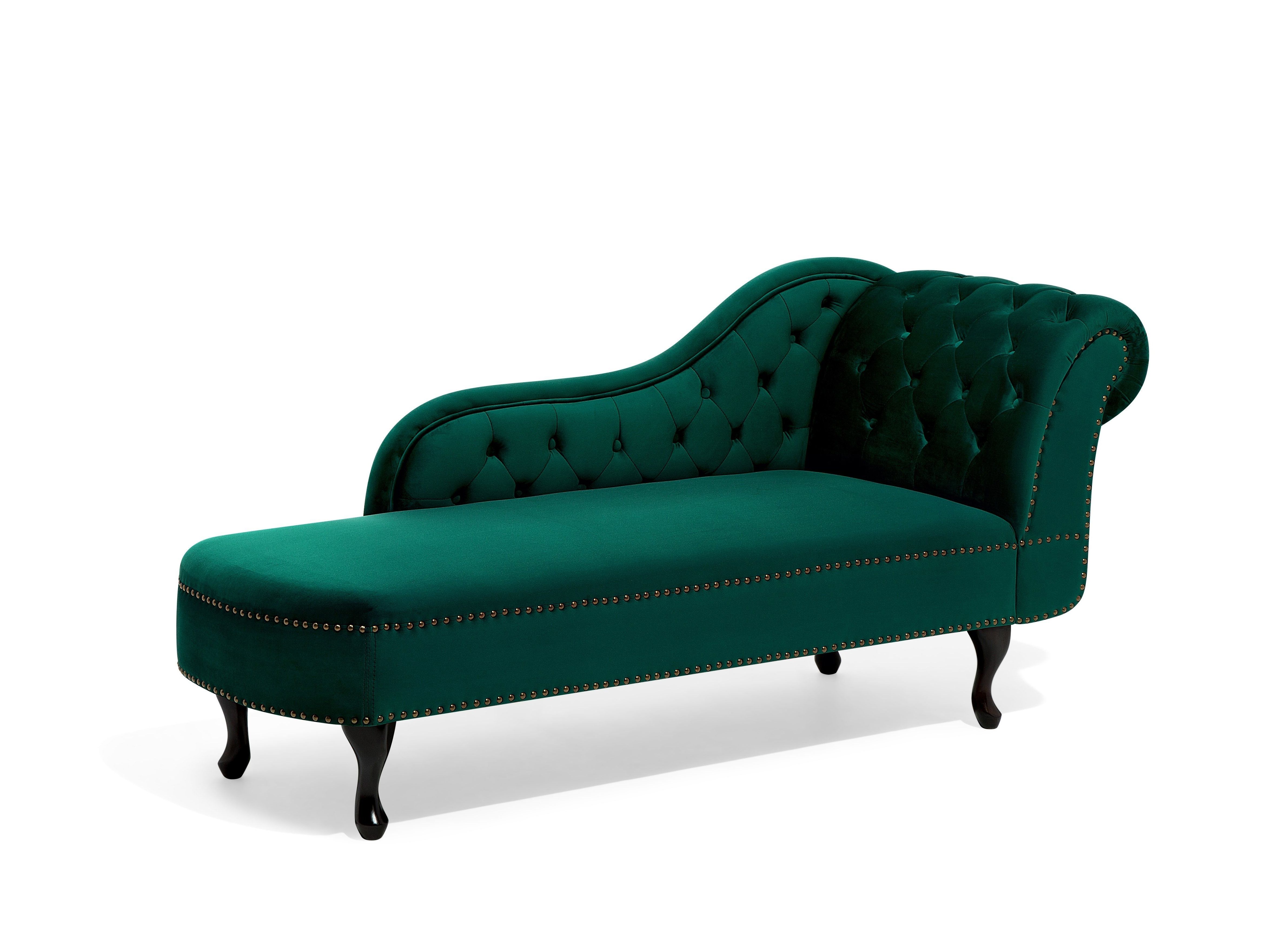 Right Hand Chaise Lounge Velvet Green NIMES Beliani.co.uk