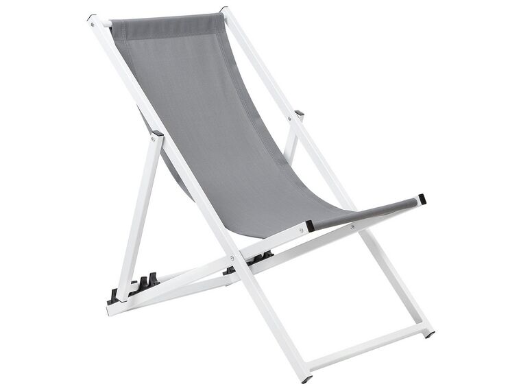 Folding Deck Chair Grey with White LOCRI_745444